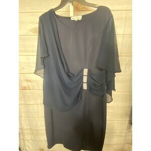 Brand New Hanna Nikole Women's Size 16W Plus Blue Chiffon Layered Dress